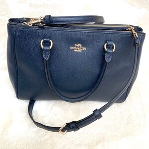Coach Navy Blue Leather Tote Bag